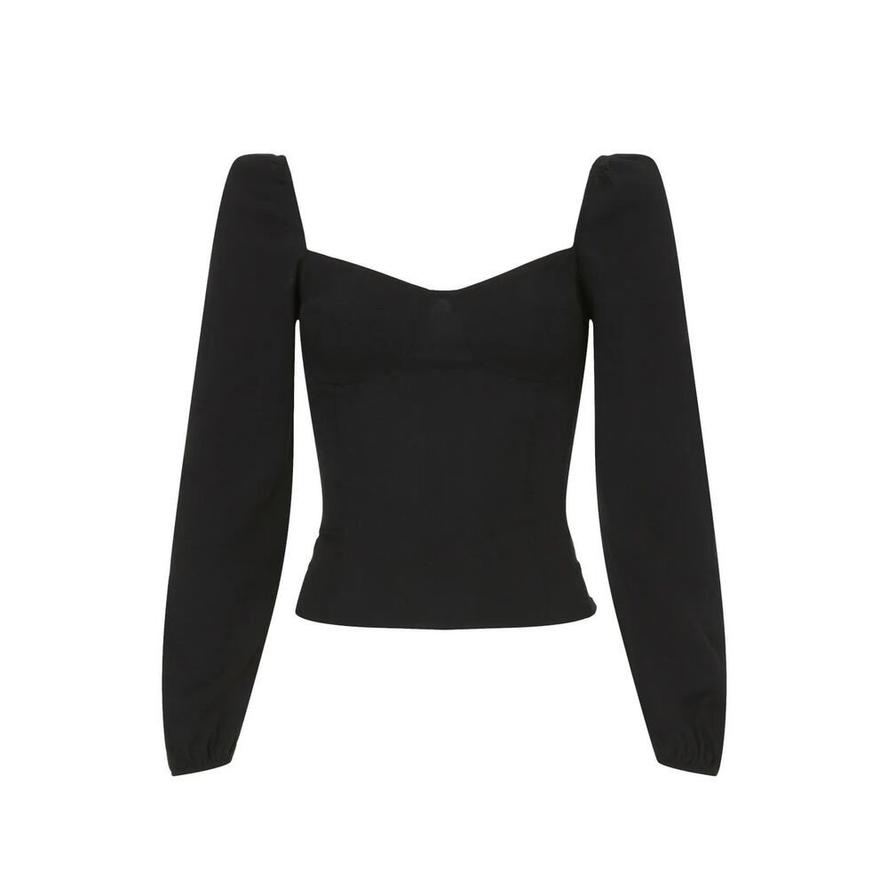 Reformation Elegant Black Long Sleeve Blouse